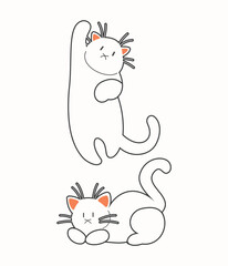 Cute cat vector icon art. simple cartoon doodle