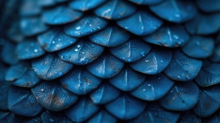 Abstract dark blue background. Convex scales. Scales made of dragon or snake skin, crocodile, anaconda - obrazy, fototapety, plakaty