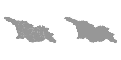 Gray map of Georgia with administrative divisions and annexed territories. Vector illustration.