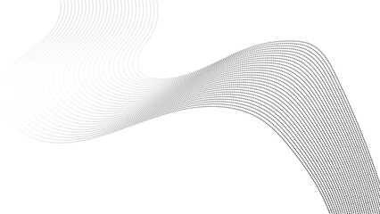 Halftone flowing wavy gradient dots shape isolated on transparent background. Technology abstract dots lines on white background. Technology curve dots lines. Digital future technology concept, 