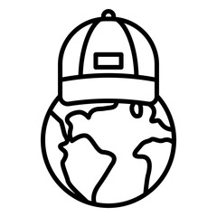 Earth protection icon wearing a hat