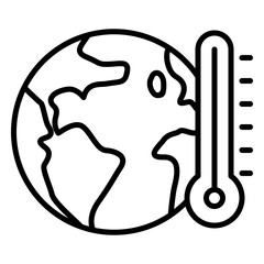 Earth temperature icon with a thermometer as a sign of global warming