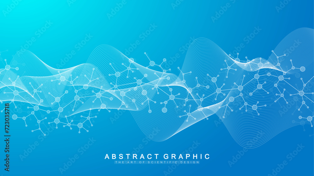 Aufkleber dna abstract background with deoxyribonucleic acid structure and cell molecules for science research