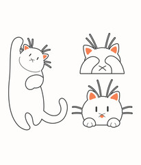 Cute cat vector icon art. simple cartoon doodle