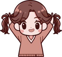 髪を持ち上げる女の子