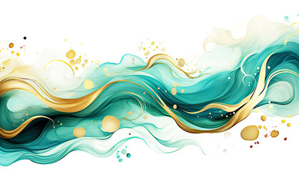 Abstract Alcohol Ink Teal and Gold Splash Background