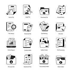 Set of Data Files Linear Icons 

