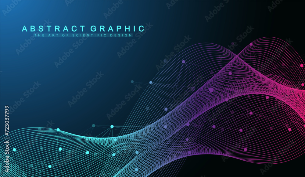 Leinwandbilder Abstract tech network connection dots. Digital technology and big data analysis background. White background with plexus lines. Geometric background with abstract mesh