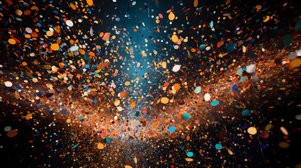 
Colorful confetti rains down from above, creating a lively and festive atmosphere. The celebration is palpable, and each piece of confetti carries the joy of the moment