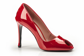 Elegant Red High Heel Shoe on White Background - A Classic Symbol of Femininity and High Fashion