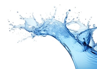 A high-speed photograph capturing the dramatic effect of water splashing onto a pristine white background.