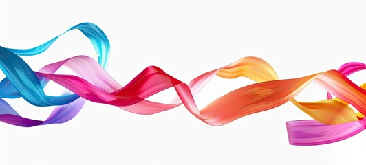Colorful ribbons, shapes, streaks, waves, curves, and swirls intertwining to form a visually striking and energetic composition.