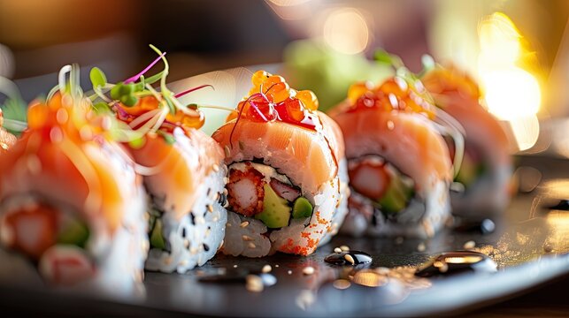 Succulent sushi rolls beautifully