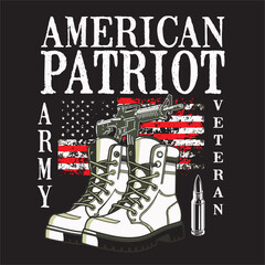American patriot army veteran - t shirt design vector