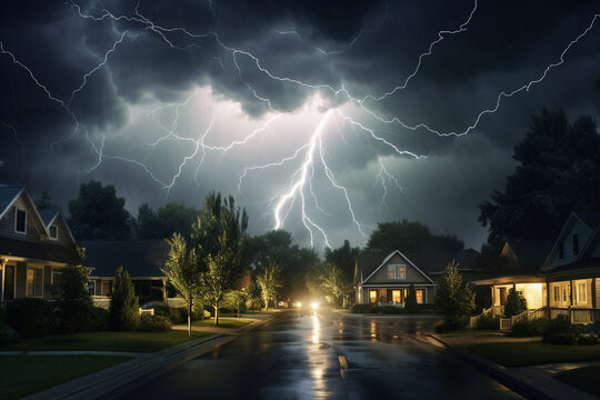 lightning strike in a residential area