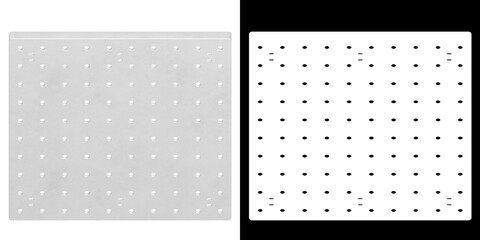 3D rendering illustration of a pegboard