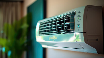 Close - up photo of a wall mounted air conditioner