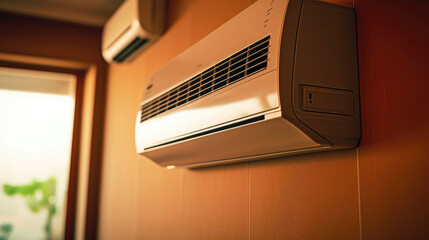 Close - up photo of a wall mounted air conditioner