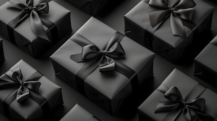 black gift box with bow, generative ai
