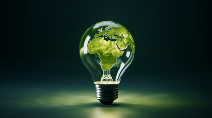 Green Earth Illuminated: A Conceptual Image of a Globe Inside a Light Bulb