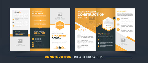 Construction Trifold Brochure | Company or Business Brochure Template | Easy To Edit