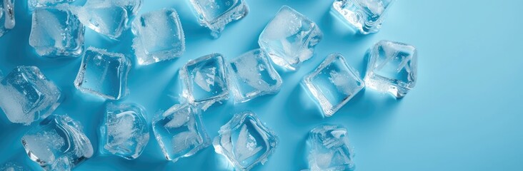 A background showcasing ice cubes against a bluish backdrop, capturing the essence of frozen water.