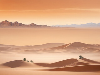 Fototapeta na wymiar Sands of Serenity: Tranquil Desert Landscape, Awe-Inspiring Dunes and Endless Horizons, A Journey into Nature's Timeless Beauty, Generative AI.