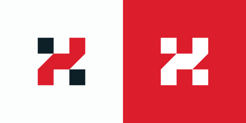 Square letter H initial vector logo design.
