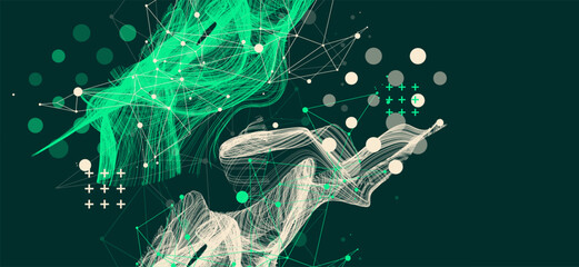 Abstract wave lines. Design element for technology, science, modern concept. Hand drawn.