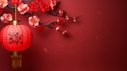 Obraz na płótnie Canvas Chinese New Year background, Lunar New Year greeting card template with copy space