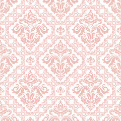 Orient classic pink and white pattern. Seamless abstract background with vintage elements. Orient pattern. Ornament for wallpapers and packaging