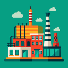 Fototapeta premium Industrial factory vector graphic industry production 