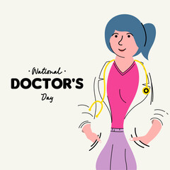 National Doctor's Day Illustration. Flat International Nurses Day Instagram Posts Collection. Flat National Doctor's Day Cards Collection