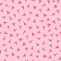 Ditsy vector seamless pattern with hearts on pink background. Happy valentines day Texture for web, print, wrapping paper, wedding invitation card, textile, fabric, home décor, romantic gift paper