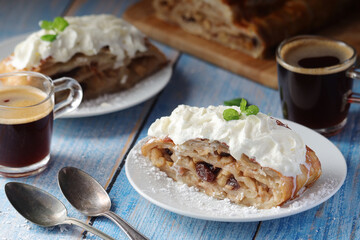 Traditional Austrian strudel with apples