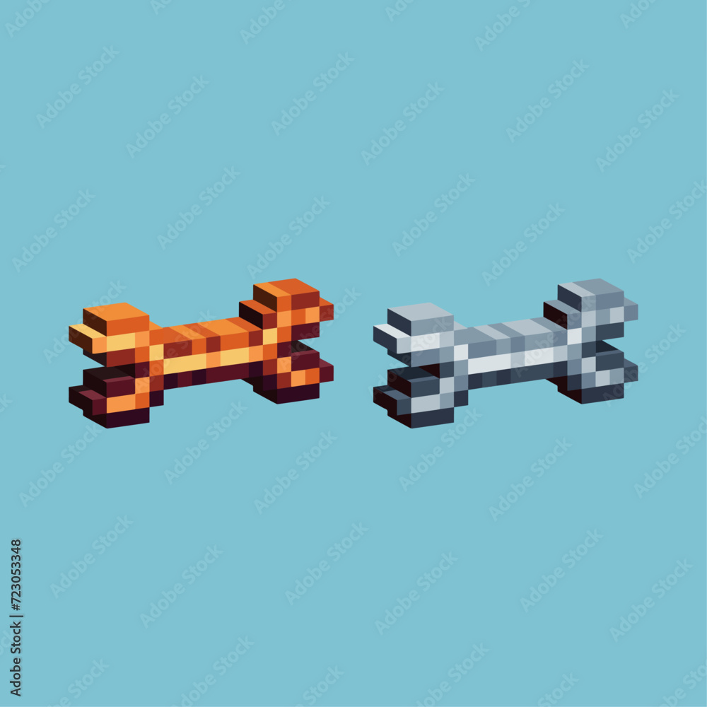 Poster isometric pixel art 3d of wrench tools icon for items asset.wrench icon on pixelated style.8bits per
