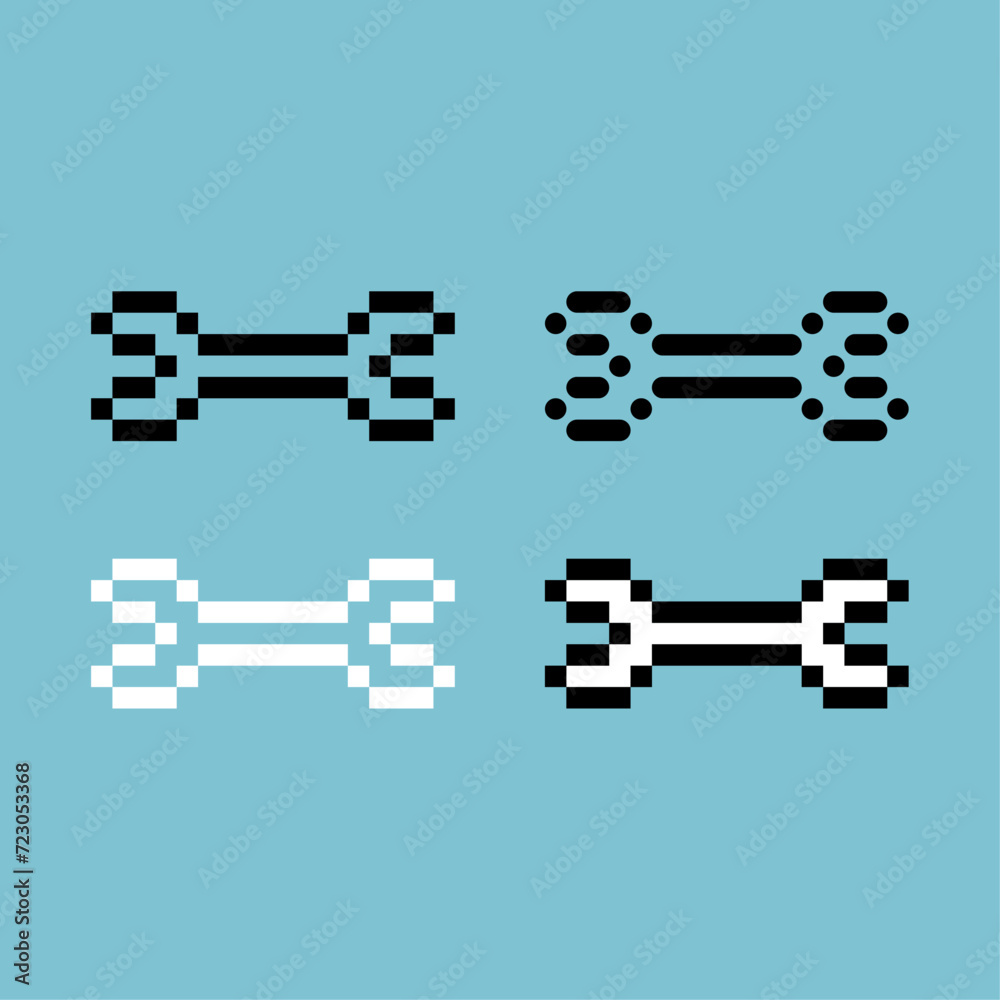 Poster pixel art stroke sets icon of wrench variation color. wrench tools icon on pixelated style. 8bits pe