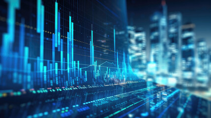 Fototapeta na wymiar Image of blue economic graph and stock market data