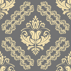 Orient gray and golden classic pattern. Seamless abstract background with vintage elements. Orient pattern. Ornament for wallpapers and packaging