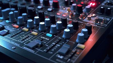 Close - up photo of speakers on a mixer