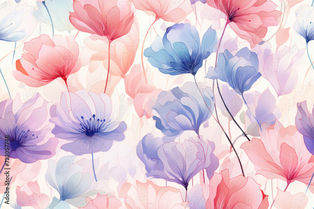 Wall mural Floral Pattern Nature: A Watercolor Spring Design.