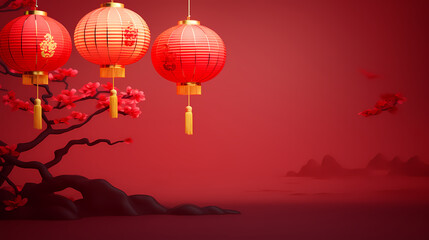 Obraz premium Happy Chinese New Year, Chinese New Year concept with copy space