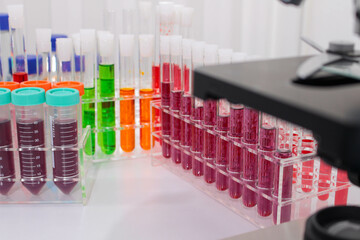 Research and innovation in a laboratory full of scientific formulas