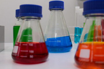 Research and innovation in a laboratory full of scientific formulas