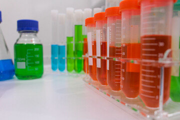 Research and innovation in a laboratory full of scientific formulas