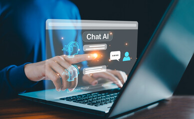 AI chatbot conversation using artificial intelligence technology smart robot AI, Generative AI,...