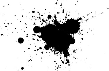 black painting splash splatter on white background