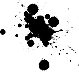 black ink painting splatter splash on white background