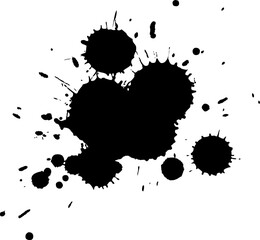 black watercolor painting drop splatter splash on white background