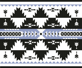 ethnic fabric patterns Ethnic fabric pattern designed with geometric patterns. Black, white, black, blue. For textiles and clothing, covers, rugs, vector illustration.